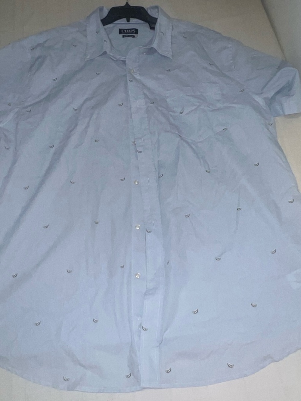 Chaps Men’s Light Blue Short-Sleeve Button-Up Shirt 3XL